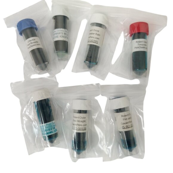 Fountain Pen Ink Samples Variety Pack Bundle of 7 Blue and Turquoise Inks - Picture 1 of 9